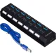 Разветвитель USB  HS006 выключатель/USB 3.0x7/черный