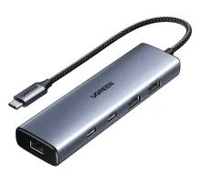 Разветвитель USB UGREENCM512(45320)USB-C to2xUSB-A/2xUSB-C/RJ45/USB-C-PD,ср