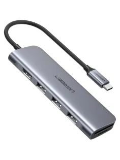 Разветвитель USB UGREEN CM195 (70410) USB-Хаб,USB3.0/HDMI/TF/SD,сер космос