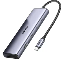 Разветвитель USB UGREEN CM498 (15375) USB3.0/USB-C/HDMI/RJ45/SD,серый