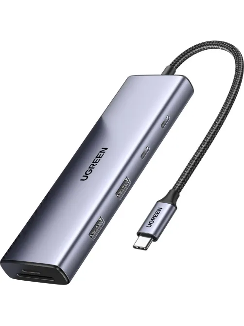 Разветвитель USB UGREEN CM498 (15375) USB3.0/USB-C/HDMI/RJ45/SD,серый