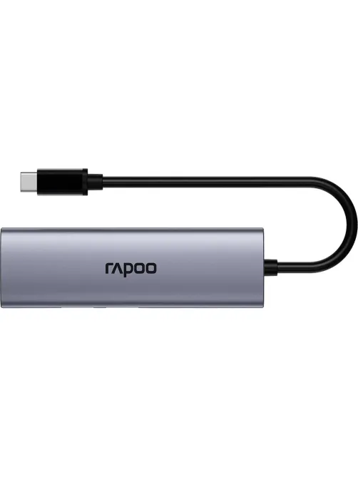 Разветвитель USB RAPOO 5в1 USB-C toPD+HDMI+2xUSB3.0,C сереб(13240)XD51-SGRY