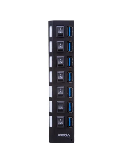 Разветвитель USB  HS006 выключатель/USB 3.0x7/черный