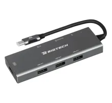 Разветвитель USB HS002 USBх3/HDMIх1/microSDx1/TFcardx1/Серый