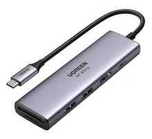 Разветвитель USB UGREEN 6 в 1 , 2 х USB 3.0, HDMI, TF/SD, PD (60384)