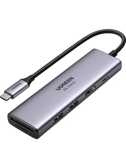 Разветвитель USB UGREEN 6 в 1 , 2 х USB 3.0, HDMI, TF/SD, PD (60384)