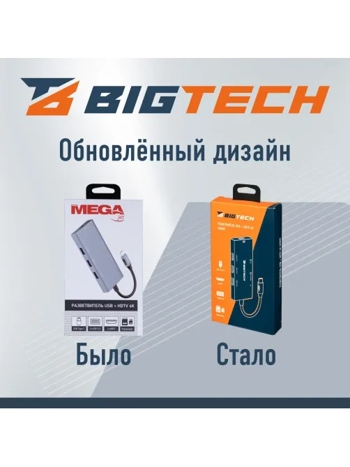 Разветвитель USB HS002 USBх3/HDMIх1/microSDx1/TFcardx1/Серый