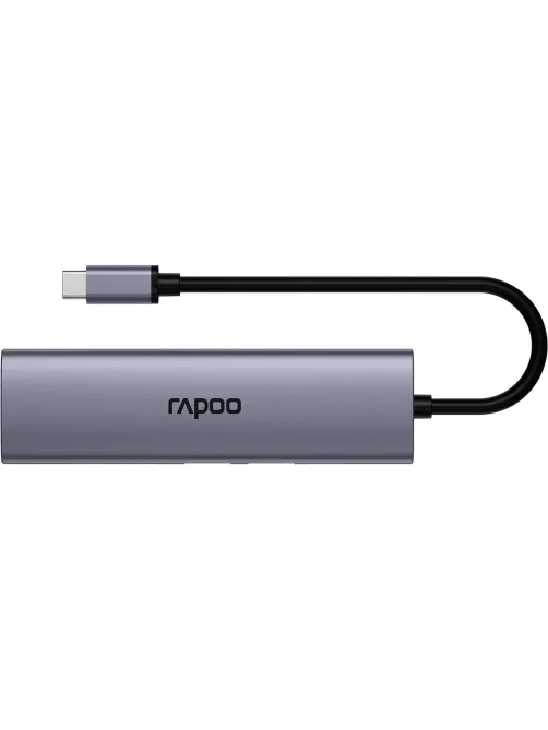 Разветвитель USB RAPOO USB-C to PD+HDMI+2xUSB3.0+SD,TF deck сереб.XD61-SGRY