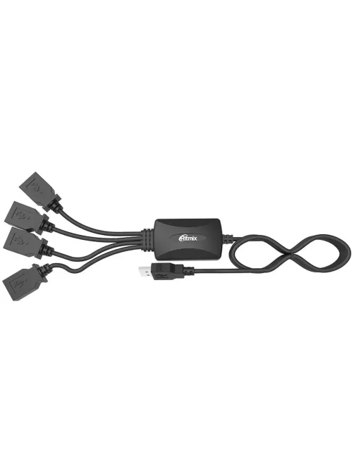 Разветвитель USB Ritmix CR-2405 black (USB хаб) 4 порта USB (15119259)