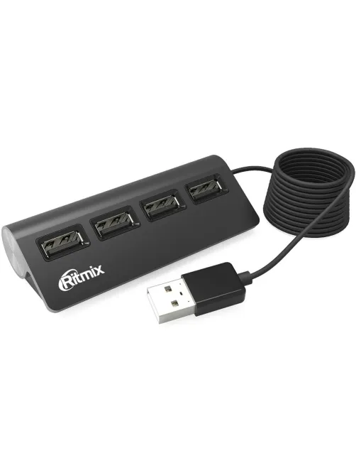 Разветвитель USB Ritmix CR-2400 Black (USB хаб) 4 порта USB (15118095)