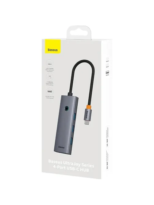 Разветвитель USB Baseus UltraJoy 4-Port Sp.Grey USB-C-3.0+C B0005280B811-08