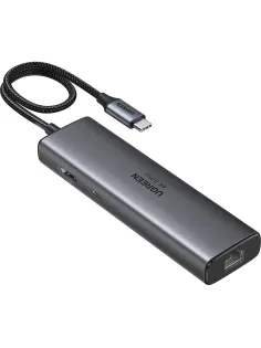 Разветвитель USB UGREEN CM512(45000)USB-C to HDMI/2xUSB-A/USB-C/RJ45/PD ср