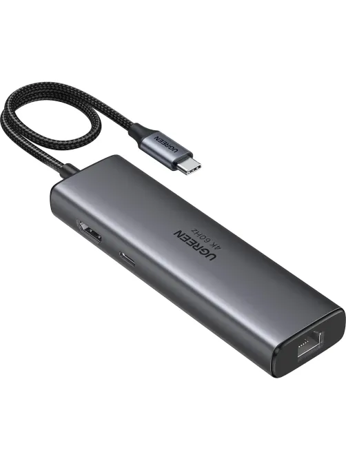 Разветвитель USB UGREEN CM512(45000)USB-C to HDMI/2xUSB-A/USB-C/RJ45/PD ср