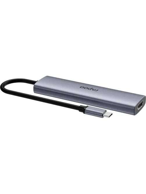 Разветвитель USB RAPOO USB-C to PD+HDMI+2xUSB3.0+SD,TF deck сереб.XD61-SGRY