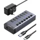 Разветвитель USB UGREEN CM481 (90307) USB-C to 7-Port USB-A 3.0/DC 12V/черн