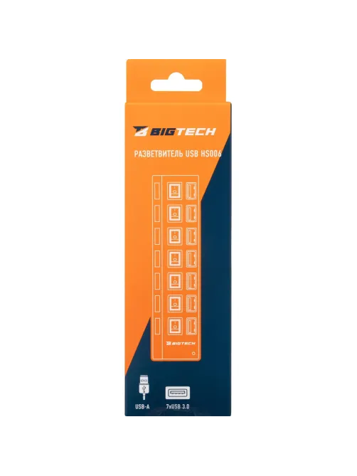 Разветвитель USB  HS006 выключатель/USB 3.0x7/черный