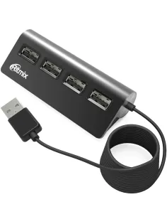 Разветвитель USB Ritmix CR-2400 Black (USB хаб) 4 порта USB (15118095)