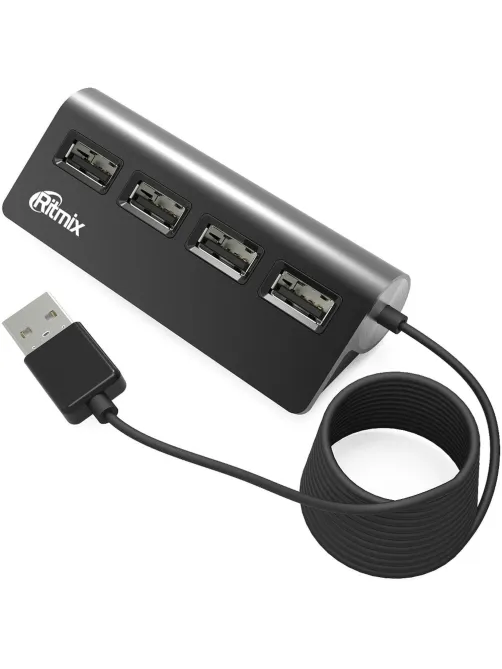 Разветвитель USB Ritmix CR-2400 Black (USB хаб) 4 порта USB (15118095)
