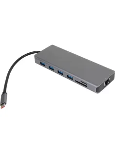 Концентратор VCOM TypeC/(2xHDMI+DP)4Kx60Hz 3xUSB3.0 TC USB2.0 RJ45 CU4706