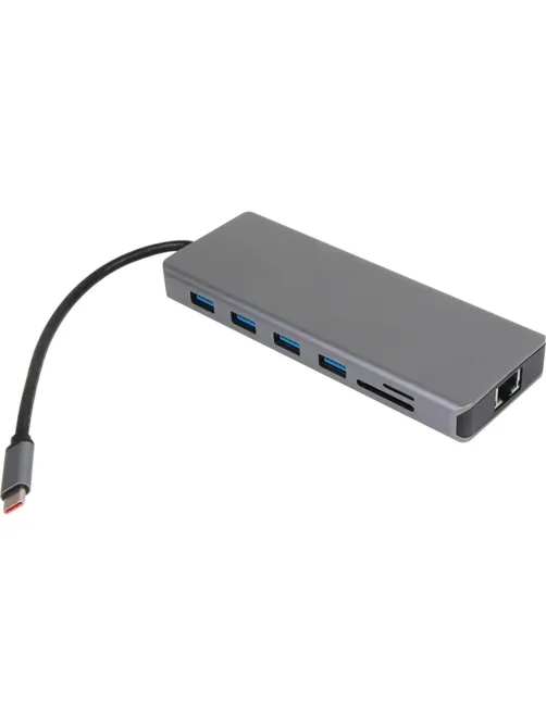 Концентратор VCOM TypeC/(2xHDMI+DP)4Kx60Hz 3xUSB3.0 TC USB2.0 RJ45 CU4706