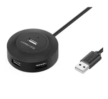 Разветвитель USB UGREEN CR106 (20277) USB 2.0 Hub 4 Ports. Длина 1 м/черный