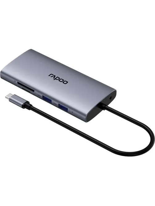 Разветвитель USB RAPOO 10в1 USB-C-PD+HDMI+USB+SD,TF+RJ45+VGA+A XD101-SGRY