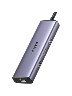 Разветвитель USB UGREEN CM512 (15598) USB-C To 3xUSB3.0+HDMI+RJ45+PD серый