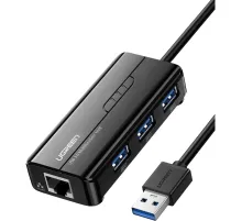 Разветвитель USB Ugreen 4 в 1. 3 x USB 3.0. RJ45 (20265)