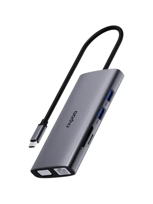 Разветвитель USB RAPOO 10в1 USB-C-PD+HDMI+USB+SD,TF+RJ45+VGA+A XD101-SGRY