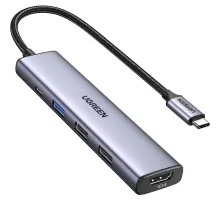 Разветвитель USB UGREEN CM478 (15495) USB-C To HDMI+USB3.0+USB2.0+PD,серебр