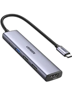 Разветвитель USB UGREEN CM478 (15495) USB-C To HDMI+USB3.0+USB2.0+PD,серебр