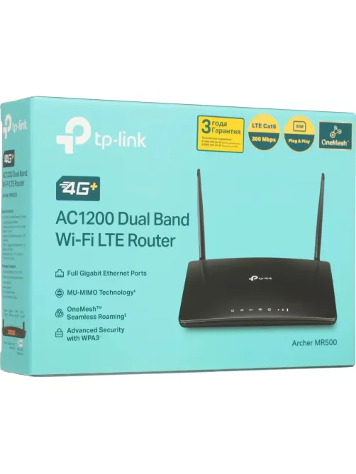 Маршрутизатор TP-Link Archer MR500 AC1200 4G+ LTE Advanced модем 300 Мб/с