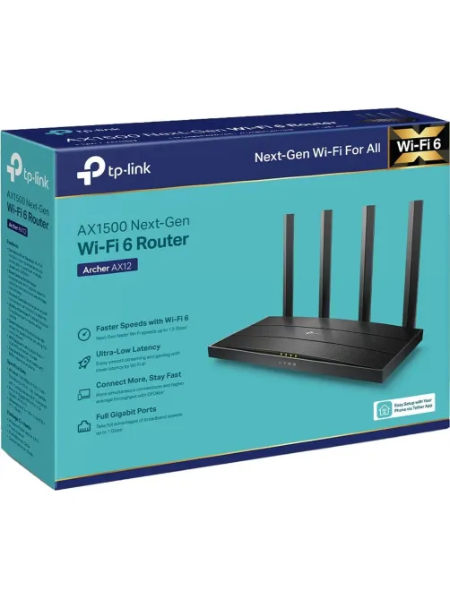 Маршрутизатор TP-Link Archer AX12 AX1500 3 LAN, 1000 Мбит/с