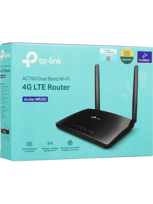 Маршрутизатор TP-Link Archer MR202 AC750  4G LTE-модем 150 Мб/с