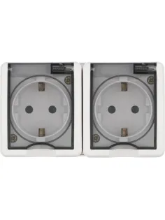 Розетка 2-м ЭРА Эксперт накладн. 16A IP54 с/з с/кр бел 11-2403-01