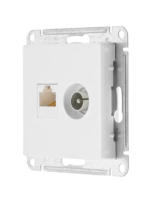 Розетка 2-ая TV+комп. RJ45 кат. 5Е SE AtlasDesign Белый (ATN000189)