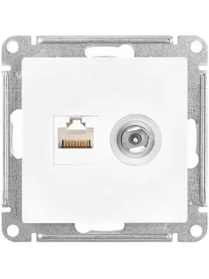 Розетка 2-ая TV+комп. RJ45 кат. 5Е SE AtlasDesign Белый (ATN000189)