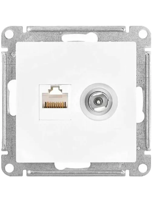 Розетка 2-ая TV+комп. RJ45 кат. 5Е SE AtlasDesign Белый (ATN000189)