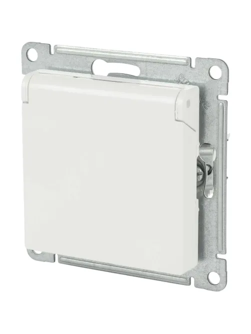 Розетка 1-м СП AtlasDesign 16А IP20 с заземлс з/ш с крыш. бел. SE ATN000146
