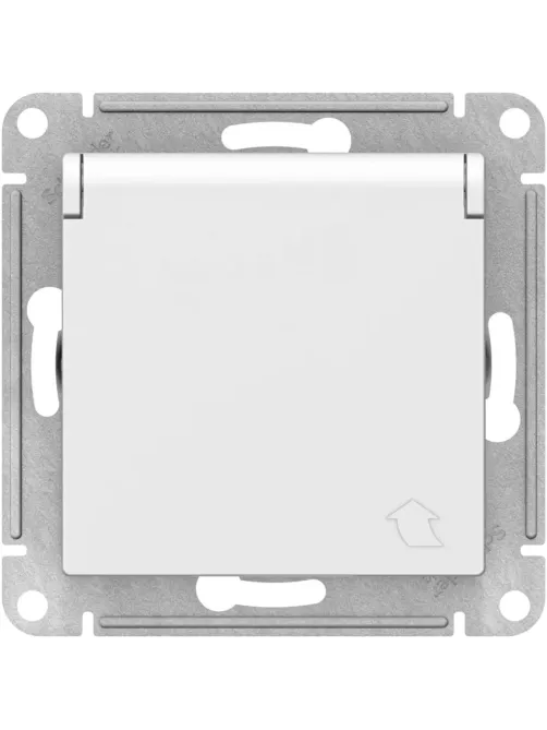 Розетка 1-м СП AtlasDesign 16А IP20 с заземлс з/ш с крыш. бел. SE ATN000146