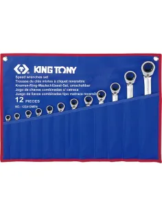 Набор ключей комбинированных трещот, 8-24мм, 12 пр. KING TONY 122A12MRN