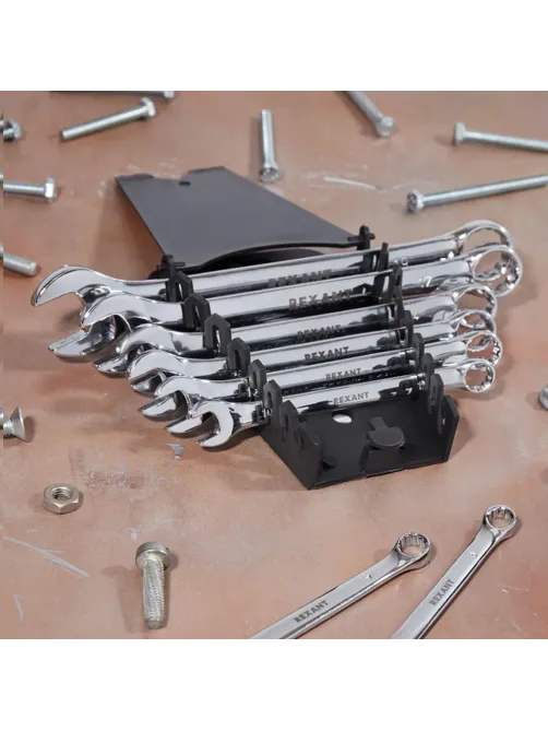 Набор ключей комбинир. 8 шт, 8-19мм CrV, зеркальн. хромир. REXANT 12-5841