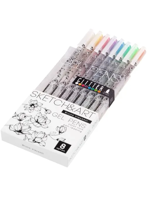 Набор гелевых ручек SKETCH&ART Uni Write.GLITTER 1мм, блестки, 8цв 20-0309