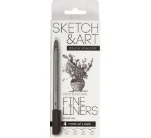 Набор линеров утолщенных Sketch&Art черного цвета, 4 шт. 36-0032