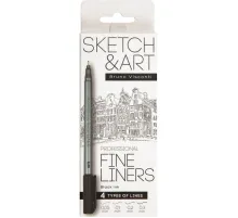 Набор линеров тонких Sketch&Art черного цвета, 4 шт. 36-0031