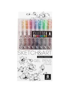 Набор гелевых ручек SKETCH&ART Uni Write.GLITTER 1мм, блестки, 8цв 20-0309
