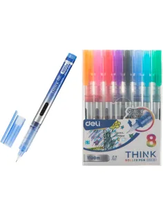 Набор роллеров Deli Think, шарик 0,5 мм, линия 0,35 мм, 8 цветов EQ300-8C
