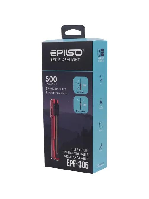 Фонарь EPILSO EPF-305 (карманный, 10W COB + 1LEDx3W, аккум. 2х14500)