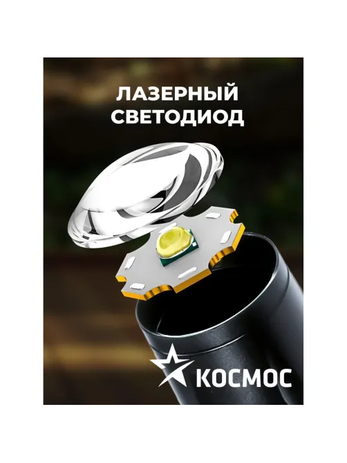 Фонарь КОСМОС KocAc1011Lith 3вт ХРЕ, 1Вт СОВ, лит. аккум. 600mAh, Micro USB