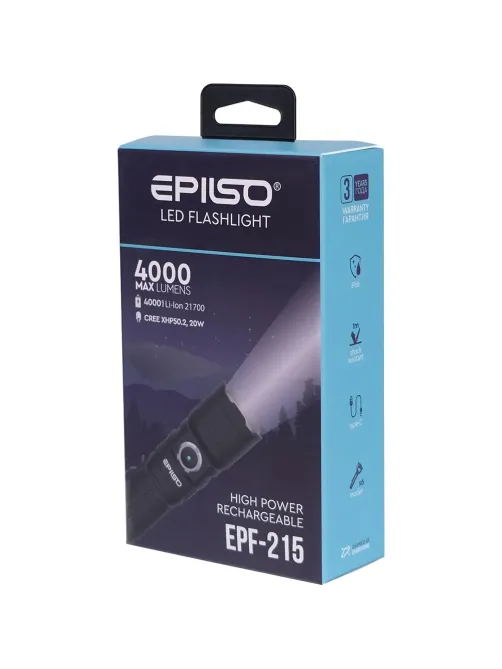 Фонарь EPILSO EPF-215 (карманный, CREE XHP50.2 20W, аккум. 21700)
